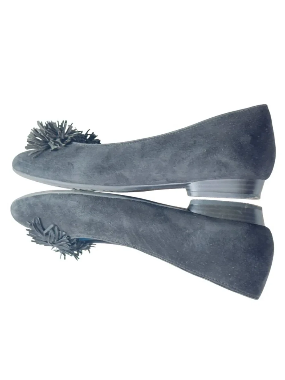 Jenny By Ara Navy Blue Suede Flat Shoes With Fringe Detail Size 9 US Comfortable